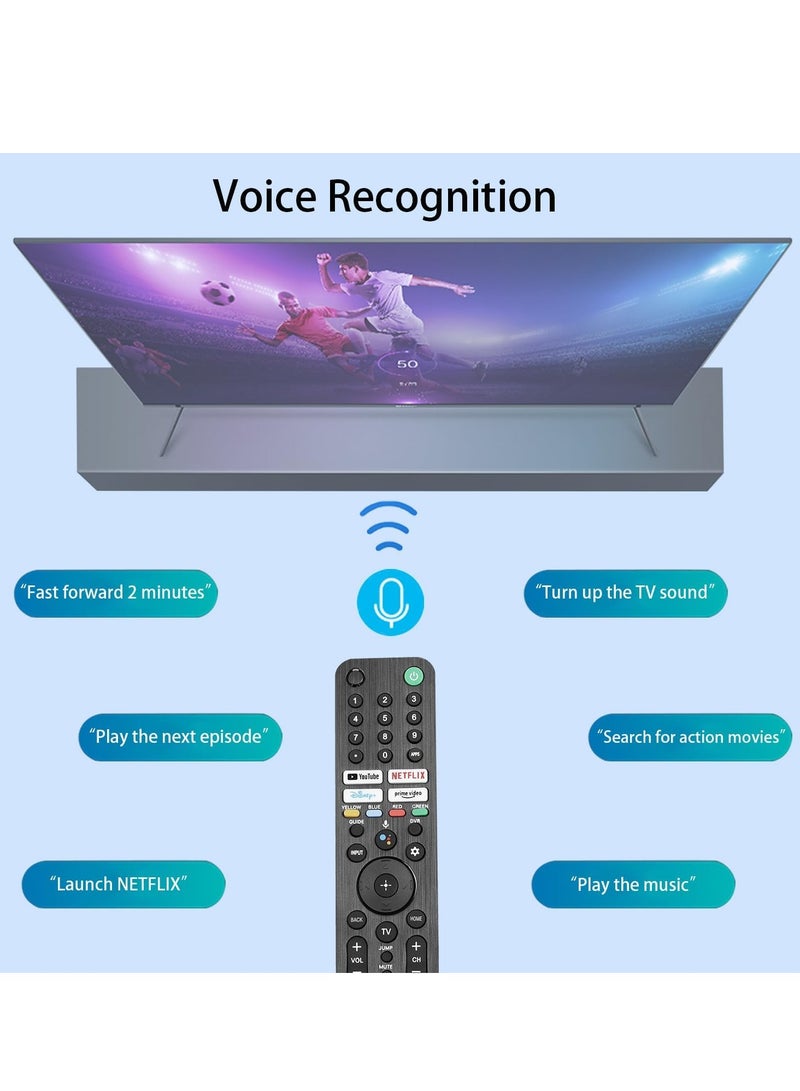 RMF-TX520U / MG3-TX520U Voice Remote Control for Sony Smart TVs – Compatible Replacement for 2019-2023 XBR/KD/XR Series (X80J, X85J, X90J, A80J, X80CJ) with YouTube, Netflix & Prime Video Buttons, Smart TV Remote with Voice Assistant Support