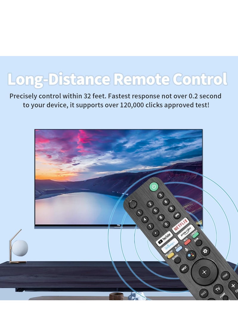 RMF-TX520U / MG3-TX520U Voice Remote Control for Sony Smart TVs – Compatible Replacement for 2019-2023 XBR/KD/XR Series (X80J, X85J, X90J, A80J, X80CJ) with YouTube, Netflix & Prime Video Buttons, Smart TV Remote with Voice Assistant Support