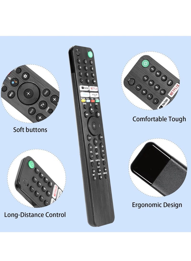 RMF-TX520U / MG3-TX520U Voice Remote Control for Sony Smart TVs – Compatible Replacement for 2019-2023 XBR/KD/XR Series (X80J, X85J, X90J, A80J, X80CJ) with YouTube, Netflix & Prime Video Buttons, Smart TV Remote with Voice Assistant Support