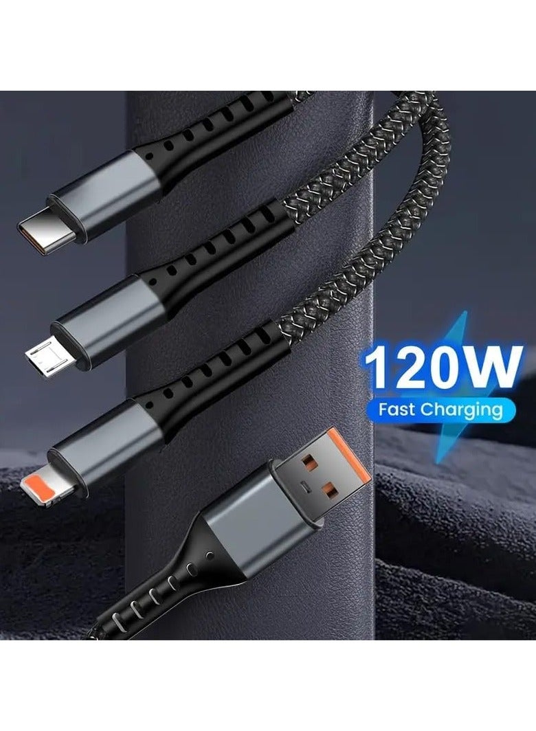 X-PRO5 120W USB C 3 In 1 Charging Cord Micro USB Type-c Multiple Mobile Phone Fast Charge Cable - Image 2