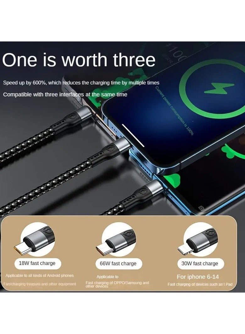 X-PRO5 120W USB C 3 In 1 Charging Cord Micro USB Type-c Multiple Mobile Phone Fast Charge Cable - Image 3