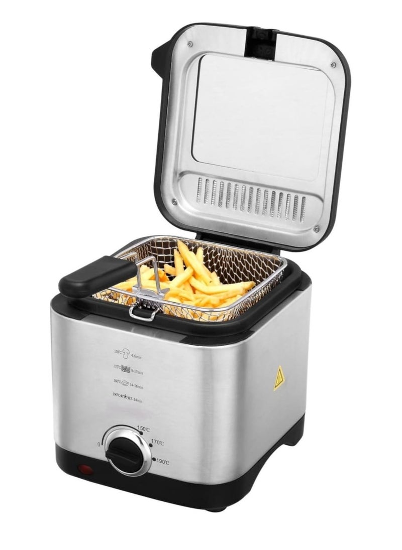 Generic - Stainless Steel Deep Fryer with Viewing Window 1.5L | Adjustable Temperature, Cool-Touch Handles & Nonstick Basket – Perfect for Chicken, Fries, Donuts & More 140WW - Image 1
