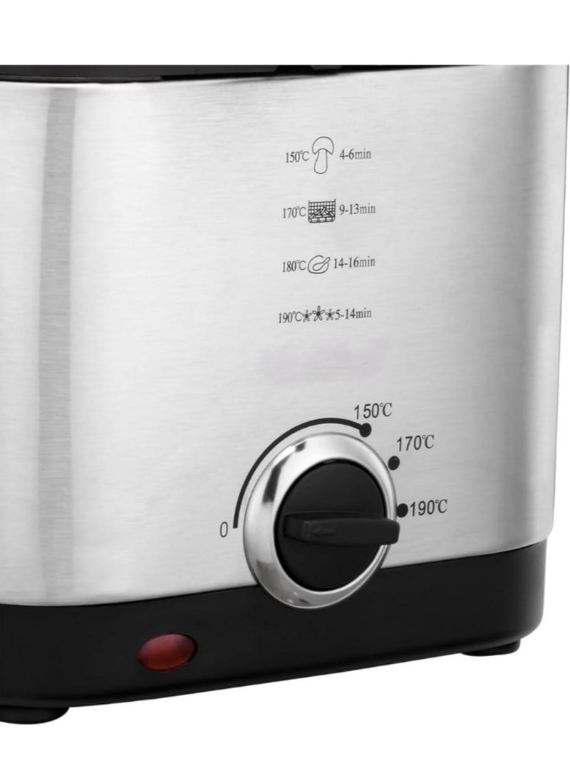 Generic - Stainless Steel Deep Fryer with Viewing Window 1.5L | Adjustable Temperature, Cool-Touch Handles & Nonstick Basket – Perfect for Chicken, Fries, Donuts & More 140WW - Image 1