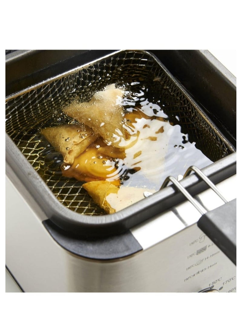 Generic - Stainless Steel Deep Fryer with Viewing Window 1.5L | Adjustable Temperature, Cool-Touch Handles & Nonstick Basket – Perfect for Chicken, Fries, Donuts & More 140WW - Image 1