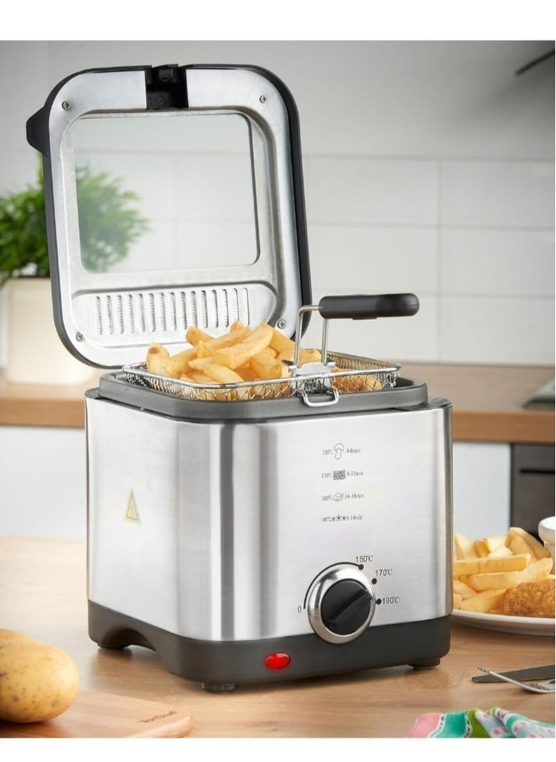 Generic - Stainless Steel Deep Fryer with Viewing Window 1.5L | Adjustable Temperature, Cool-Touch Handles & Nonstick Basket – Perfect for Chicken, Fries, Donuts & More 140WW - Image 1