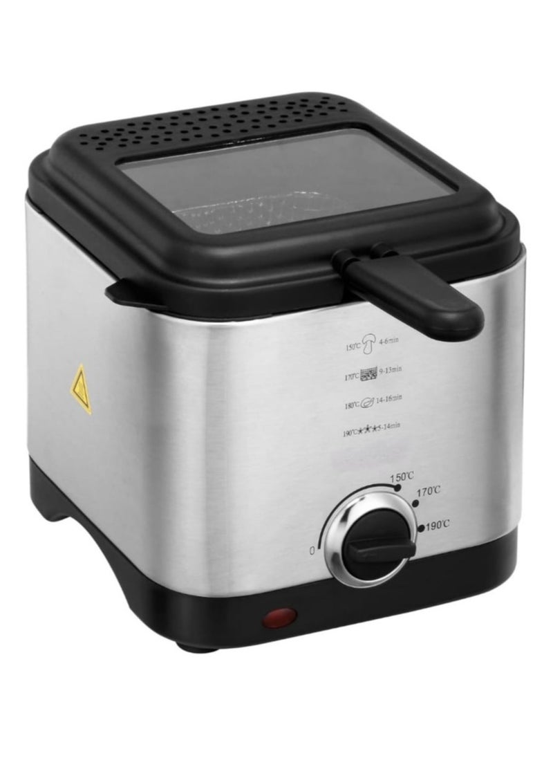 Generic - Stainless Steel Deep Fryer with Viewing Window 1.5L | Adjustable Temperature, Cool-Touch Handles & Nonstick Basket – Perfect for Chicken, Fries, Donuts & More 140WW - Image 1