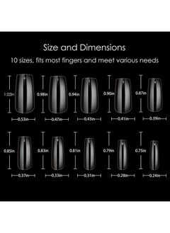 BLAAROOM 500Pcs Clear Square Shaped Press On Nailsshort Acrylic Full Cover False Nails Tips For Dip Powder Nails/Poly Nail Extension Gel Nail Salons Art Diy Home10 Sizes  - Image 4