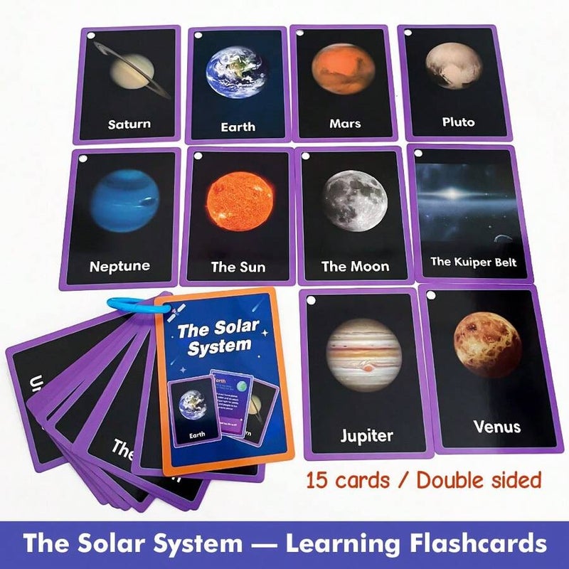 Lachilly Solar System Learning Flash Cards, STEM Astronomy Education Children's Toy, Early Childhood Education Learning Toy, Teacher-Student Interactive Learning Tool