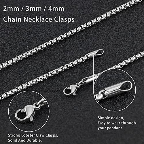 Monily 2-7 mm 16-36 In Square Rolo Stainless Steel Chain Necklace Round Box Necklace Men Women Jewellery - Image 5