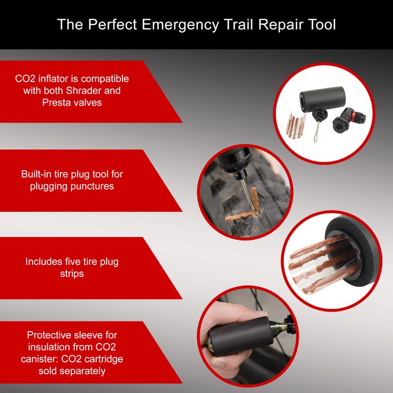 MSRâ„¢ MTB Puncture Repair Kit | Tire Plug Strips and inflator Canister Storage | Fix tubeless MTB Tires on The go Schrader and Presta Compatible | Bike tire Repair kit - Image 5