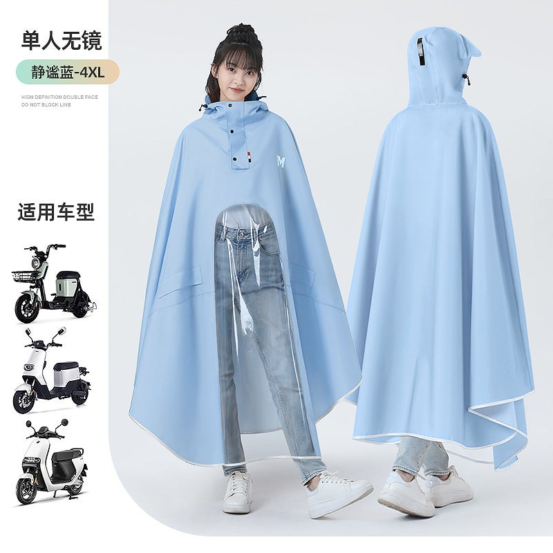 2023 Full-Length Electric Bike Raincoat for Men and Women 4XL Blue-no rearview mirror cover