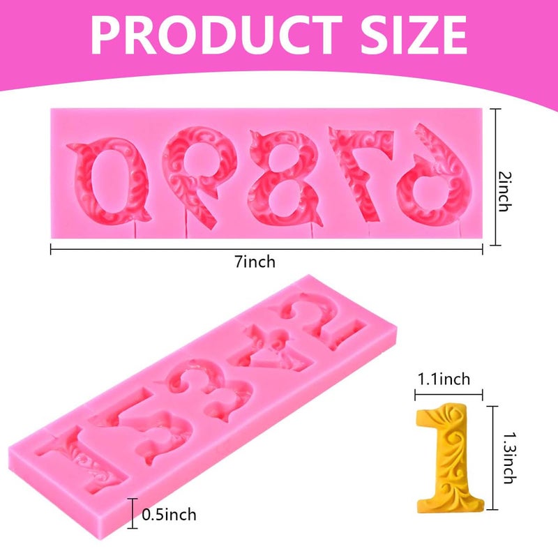 OBTANIM Silicone Number 0-9 3D Embossed Fondant Chocolate Mold with Stick Hole for Birthday Cake Decorating DIY Baking - Image 2