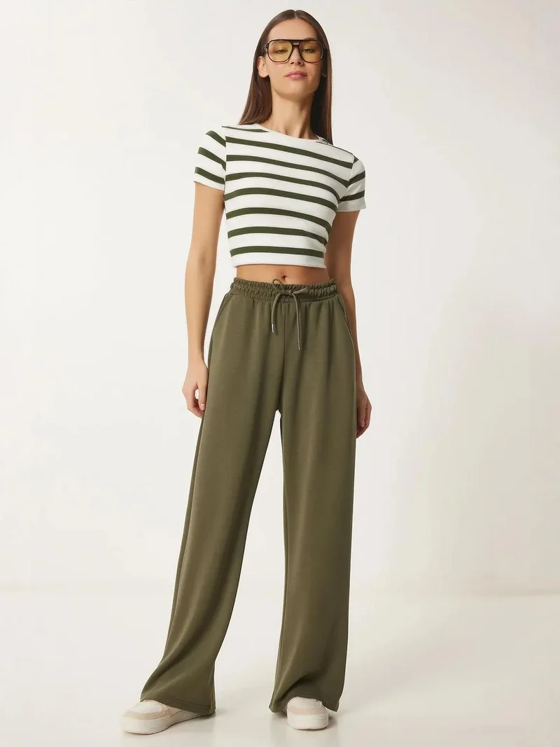 Happiness İstanbul ISTANBUL Wide Leg Drawstring Waist Sweatpants