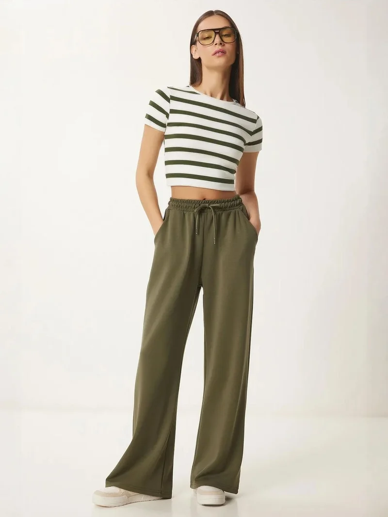 Happiness İstanbul ISTANBUL Wide Leg Drawstring Waist Sweatpants