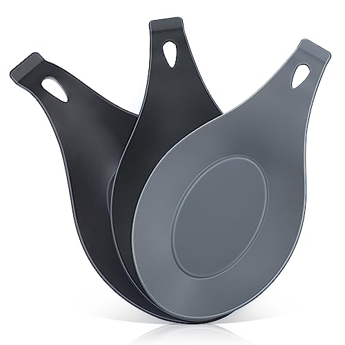 TROUSKAIG Spoon Rest for Stove Top 3 Pack Small Silicone Spoon Holder for Kitchen Counter Coffee Spoon Rest Heat Resistant Cooking Spoon Holder Perfect Kitchen Gadgets - Image 1