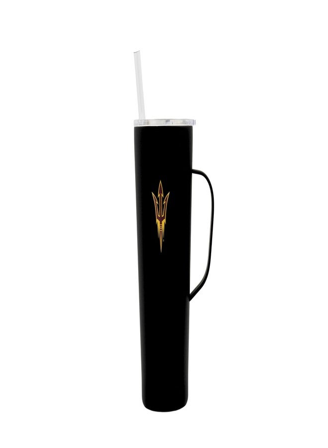 Decorvo NCAA 20 oz. Stainless Steel Tumbler with Handle - Officially Licensed Double Walled Insulated Roadie with Slide Lid and Straw (Arizona Sate Logo - Black) - Image 1