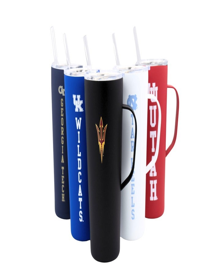 Decorvo NCAA 20 oz. Stainless Steel Tumbler with Handle - Officially Licensed Double Walled Insulated Roadie with Slide Lid and Straw (Arizona Sate Logo - Black) - Image 2
