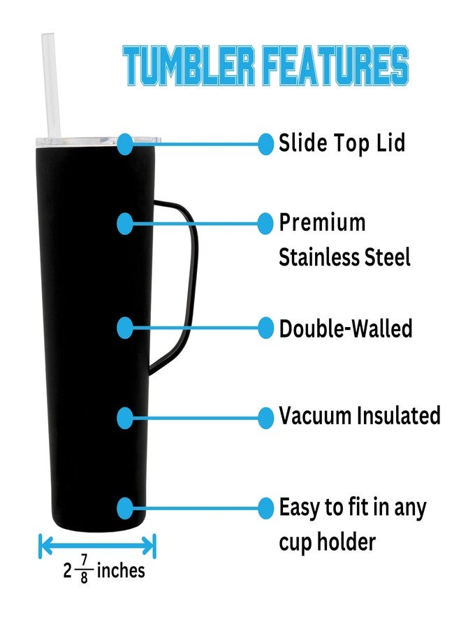 Decorvo NCAA 20 oz. Stainless Steel Tumbler with Handle - Officially Licensed Double Walled Insulated Roadie with Slide Lid and Straw (Arizona Sate Logo - Black) - Image 5