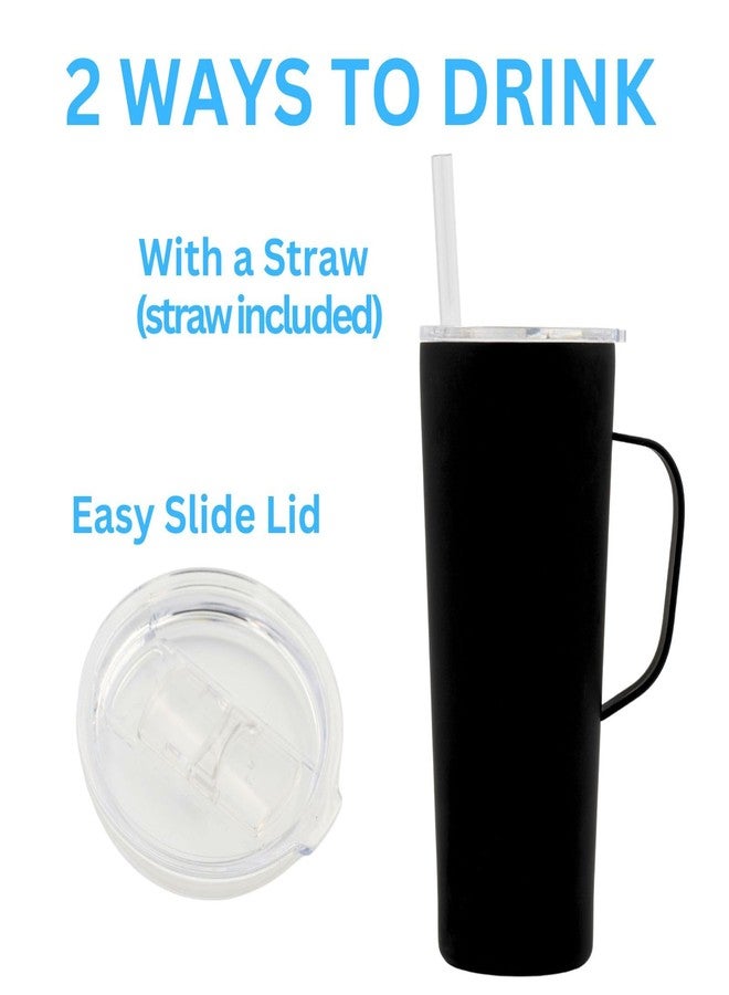 Decorvo NCAA 20 oz. Stainless Steel Tumbler with Handle - Officially Licensed Double Walled Insulated Roadie with Slide Lid and Straw (Arizona Sate Logo - Black) - Image 4