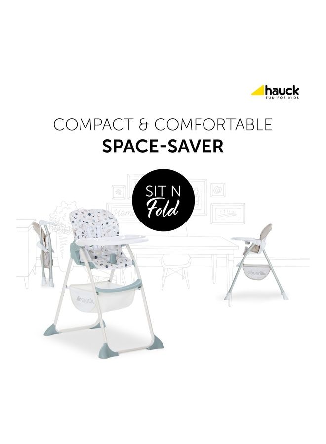 hauck Sit N Fold Children'S High Chair, From 6 Months To 15 Kg, Narrow Foldable, Adjustable Backrest, Removable Tray, Large Toy Basket - Beige - Image 2