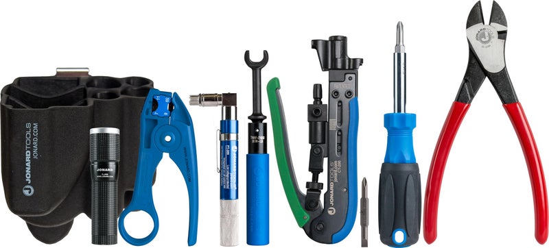 Jonard Tools TK-85 COAX Tool Kit - 8 Piece COAX Cable Network Tool Kit Featuring Coaxial Cable Stripper RG59 / RG6 / RG7 / RG11, CATV Tools and Universal Compression Tool - Image 1