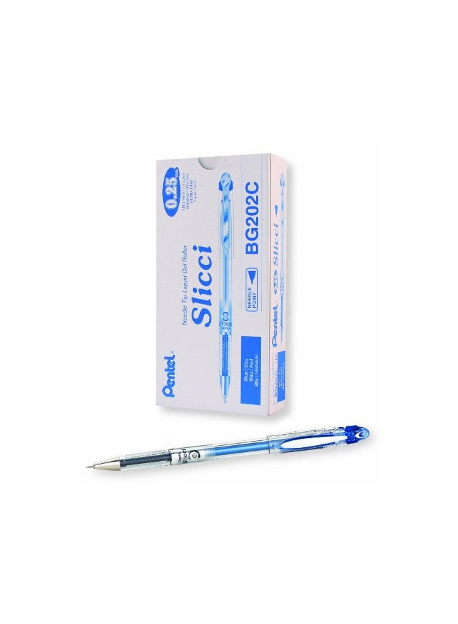 Pentel قلم جل بينتل آرتس سليكسي 0.25 مم فائق الدقة، حبر أزرق، علبة من 12 (BG202-C) - Image 1