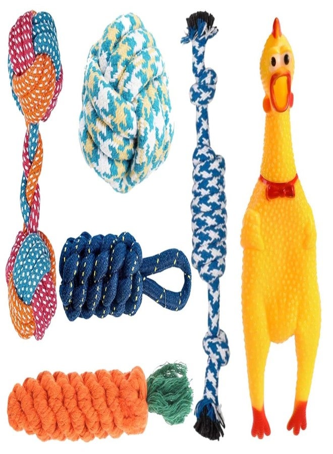 Agirav Dog Toy Set - Tail, Chew, Puppy Teething, Rope, Squeaky Toys for Small to Medium Dogs (Pack of 6) - Image 1