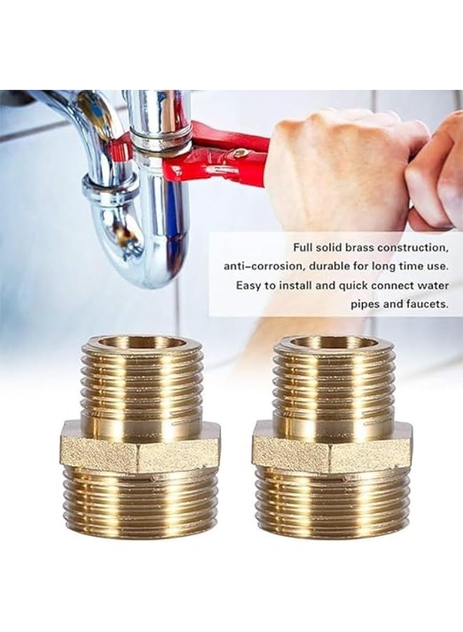 VITION 2 Pack Brass Pipe Reducer Bushing Adapters 3/8 Inch Male to 1/4 Inch Male, Hose Fittings Hex Connectors with Teflon Tape - Image 3