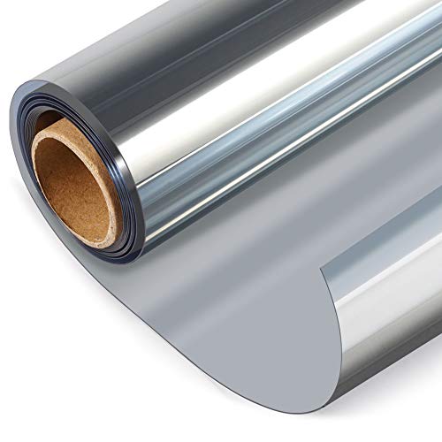 HIDBEA One Way Privacy Window Film Daytime Privacy Sun Blocking Anti UV Reflective Window film Heat Control Static Cling Window Tint film for Home and Office Silver 354 x 1968 Inch