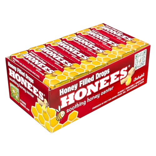 Honees Honey Filled Drops, Honey Cough Drops with Real Honey-Natural Sore Throat Relief-Nothing Artificial-Throat Coat Lozenges, Natural Cough Suppressant, Non-GMO, Gluten Free (24 Pack – 216 drops) - Image 1