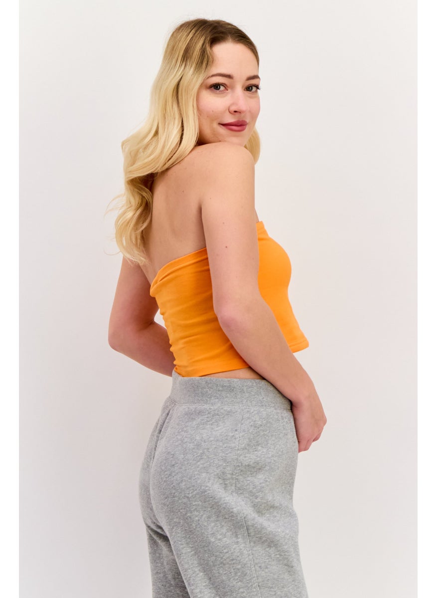 Ellesse Women Sportswear Fit Brand Logo Strapless Top, Orange  - Image 4