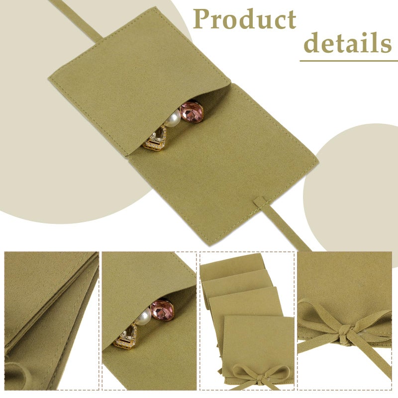 Lothee 40 Pcs Microfiber Jewelry Pouch 8x8 cm Jewelry Packaging Luxury Small Gift Bags Bow Tie Microfiber Bag for Bracelet Necklace Packaging,Envelope Style with String and Divider(Green) - Image 3