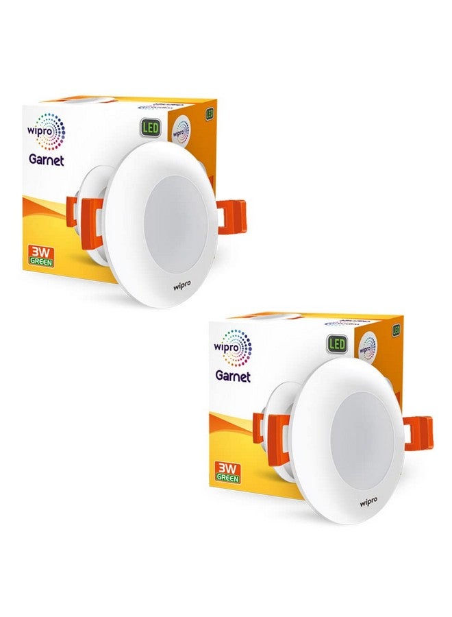 Wipro Garnet 3W Led Mini Downlight for Home & Cabinet| Green |Compact Design with 120° Beam Angle|Recessed Down Light for False Ceiling|Cutout-2.3 Inch|Pack of 2 - Image 1