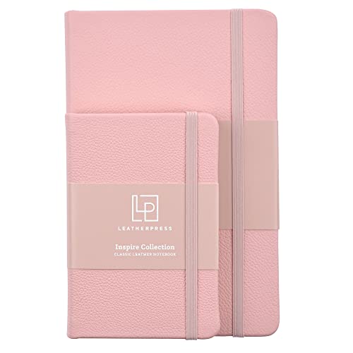 Leatherpress Classic Leather Notebook Writing Journal, Hardcover, Elastic Closure Narrow Ruled Pages, Inspire Collection - Image 4