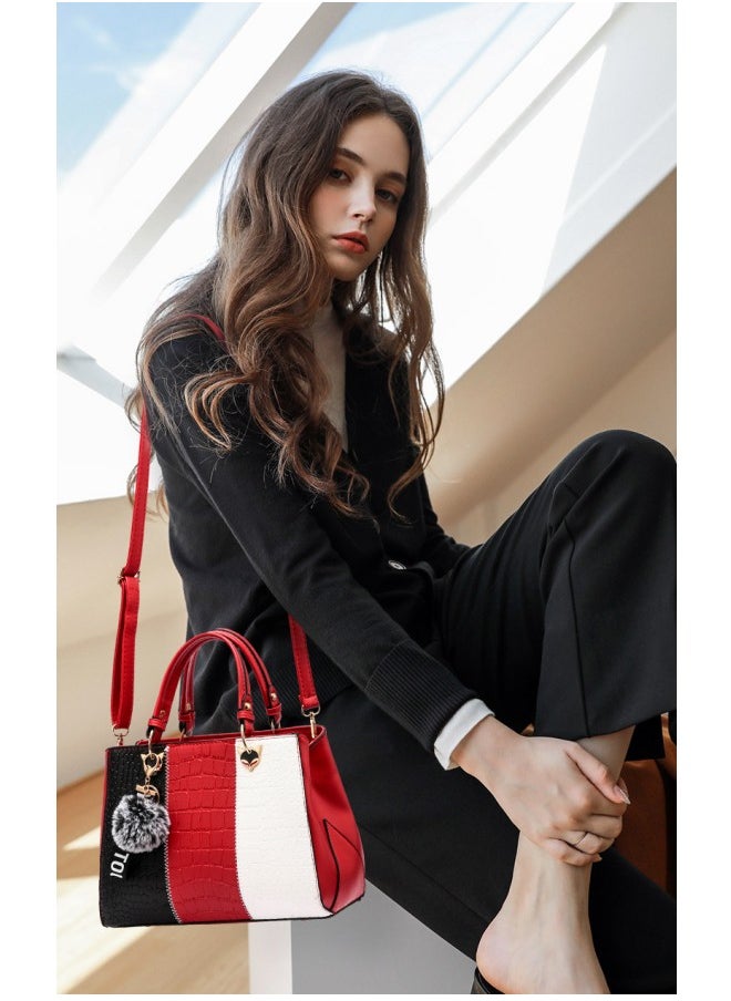 WAOKN - Women's Fashion Contrasting Shoulder Bag, Ladies American Contrasting Handbag Tote Bags Clutch Bag, Large-capacity PU Leather Crossbody Bags Sling Bag Side Bag Carry Bag - Image 1