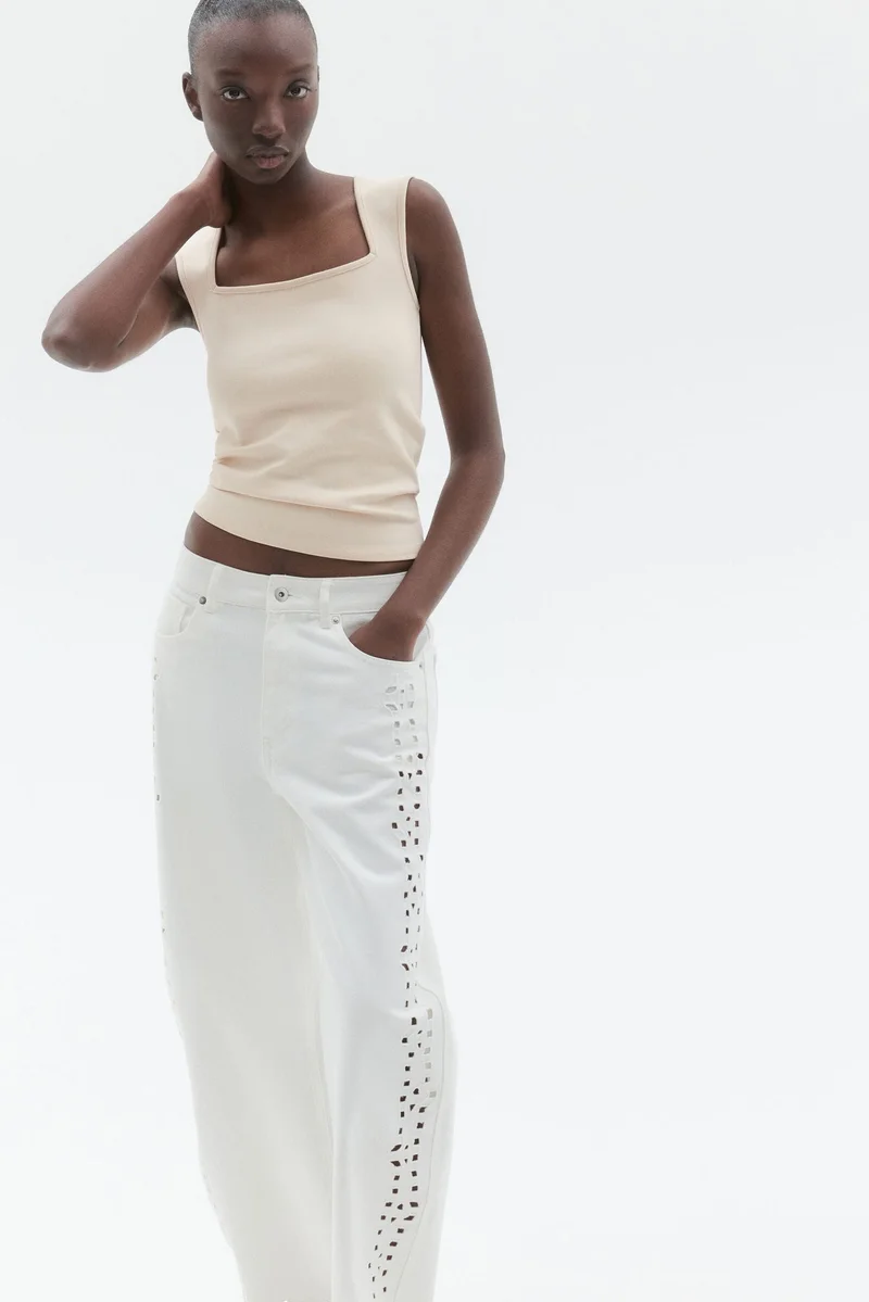 H&M Ribbed square-neck vest top