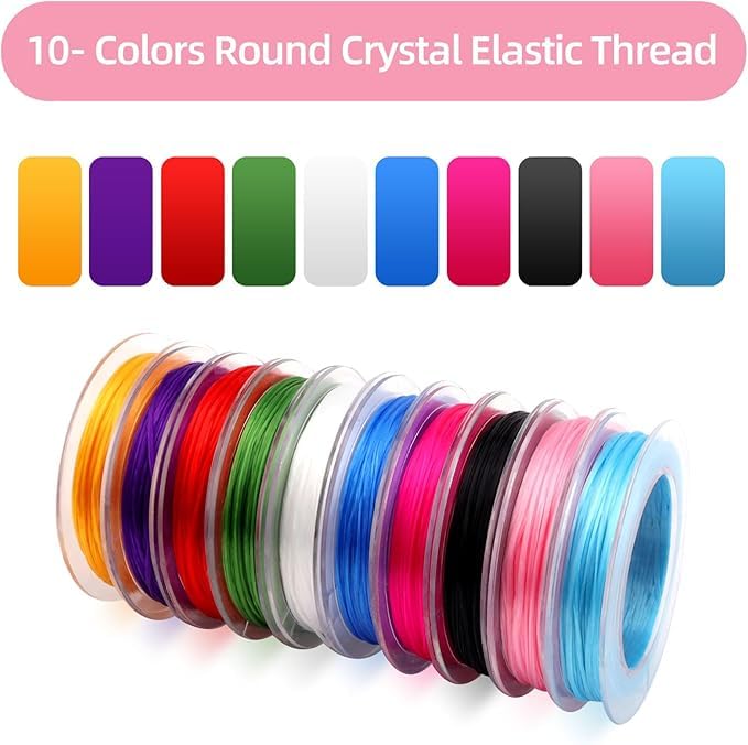 Luoshi 10 Color Crystal String Elastic String Elastic Cord Stretchy Bracelet String Bead Cord for Bracelet, Beading Jewelry Making (0.6MM) - Image 4