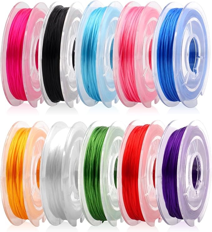 Luoshi 10 Color Crystal String Elastic String Elastic Cord Stretchy Bracelet String Bead Cord for Bracelet, Beading Jewelry Making (0.6MM) - Image 1