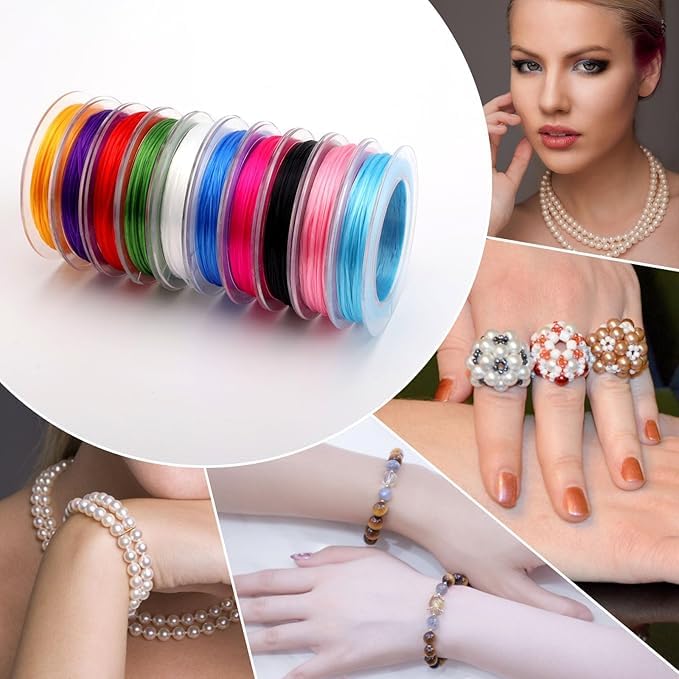 Luoshi 10 Color Crystal String Elastic String Elastic Cord Stretchy Bracelet String Bead Cord for Bracelet, Beading Jewelry Making (0.6MM) - Image 5