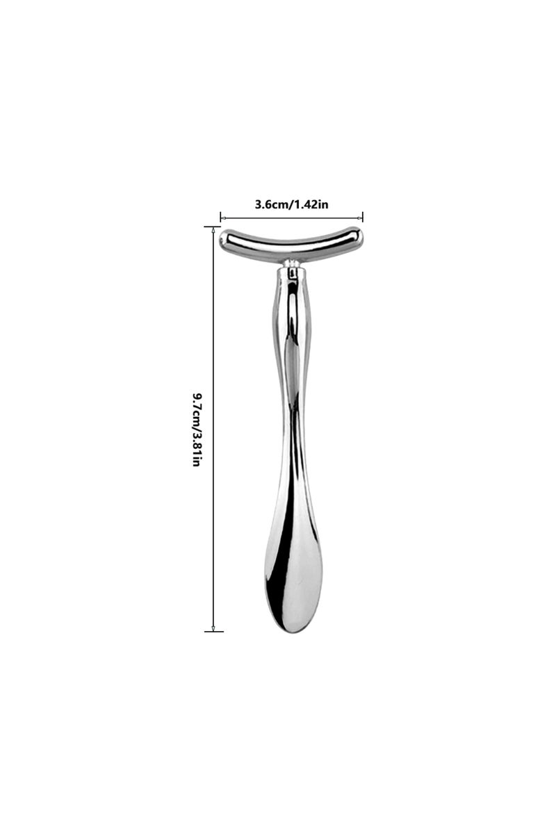 1pc silver T 2in1 Mini Eye Massage Stick Face Lifting Massage Anti Cream Eye Pouch Dark Circles Spoo