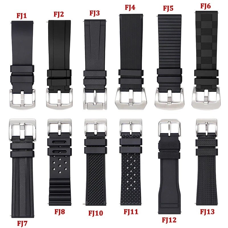 Bluejw Multi-Design FKM Fluoro Rubber Watch Strap – Replace the Watch Strap in 19mm, 20mm, 21mm, 22mm, 23mm, 24mm Sizes – Durable Replacement Band for Luxury Watches - Image 4