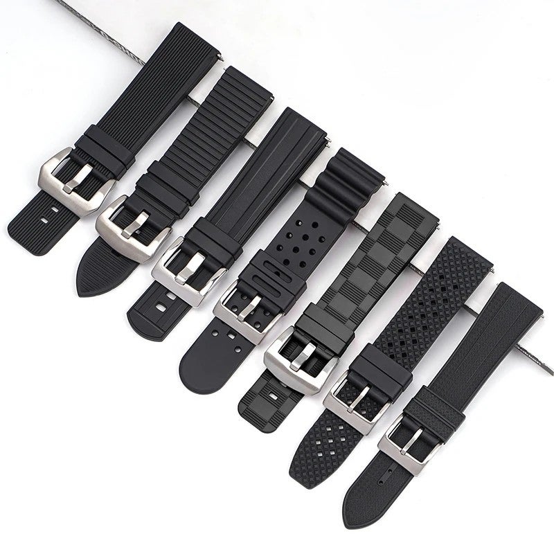 Bluejw Multi-Design FKM Fluoro Rubber Watch Strap – Replace the Watch Strap in 19mm, 20mm, 21mm, 22mm, 23mm, 24mm Sizes – Durable Replacement Band for Luxury Watches - Image 2