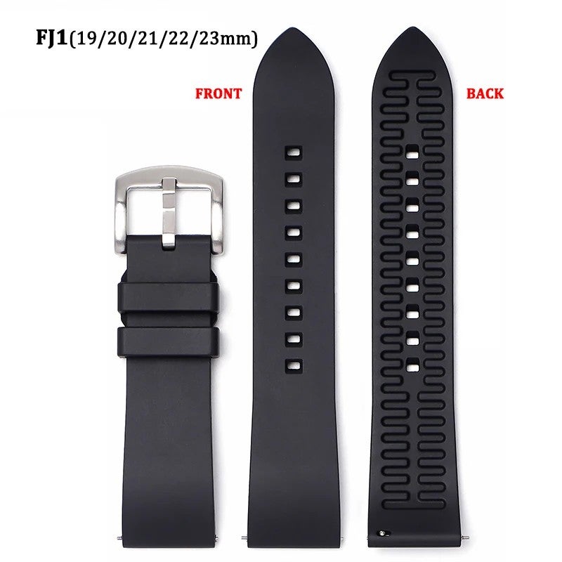 Bluejw Multi-Design FKM Fluoro Rubber Watch Strap – Replace the Watch Strap in 19mm, 20mm, 21mm, 22mm, 23mm, 24mm Sizes – Durable Replacement Band for Luxury Watches - Image 1