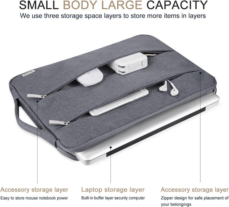 Voova 14 15 Inch Laptop Sleeve Case, Waterproof Computer Bag Cover Compatible with MacBook Air 15 M2/M3/M4 2022-2025, MacBook Pro 15, Hp chromebook 14, 14-15” Dell Lenovo Acer Asus, Grey - Image 2
