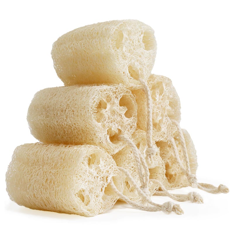 FRTIM Natural Loofah Sponge Organic Bath Loofah Pack Lufas Exfoliating Body Scrubber Loofas Sponges Shower Loofah for Women and Men Skin SPA Ecotools 6 Pack