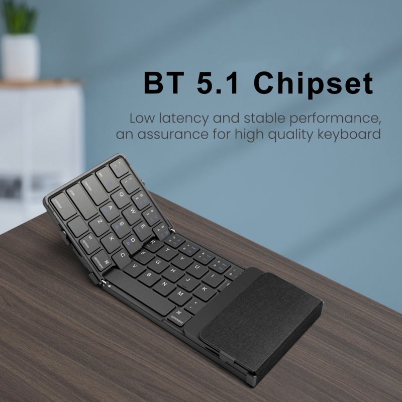 Bluetooth Keyboard: Portable Folding 3-Channel BT 5.1 With Large Laptop-Size Scissor Switch Keycap & Touchpad - Low Latency Stable Performance For Ipad, Office Home Use - Image 3