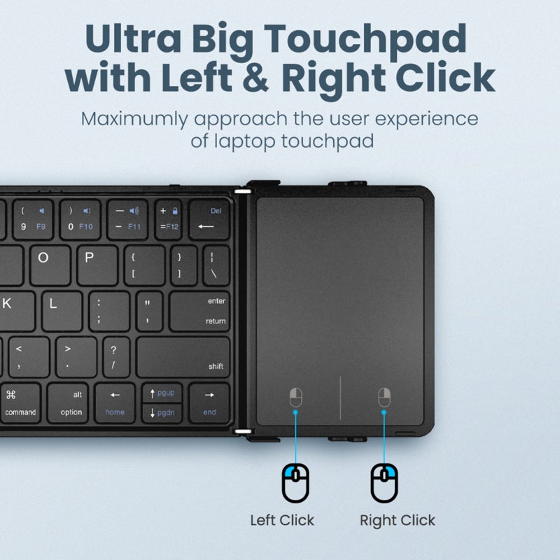 Bluetooth Keyboard: Portable Folding 3-Channel BT 5.1 With Large Laptop-Size Scissor Switch Keycap & Touchpad - Low Latency Stable Performance For Ipad, Office Home Use - Image 2