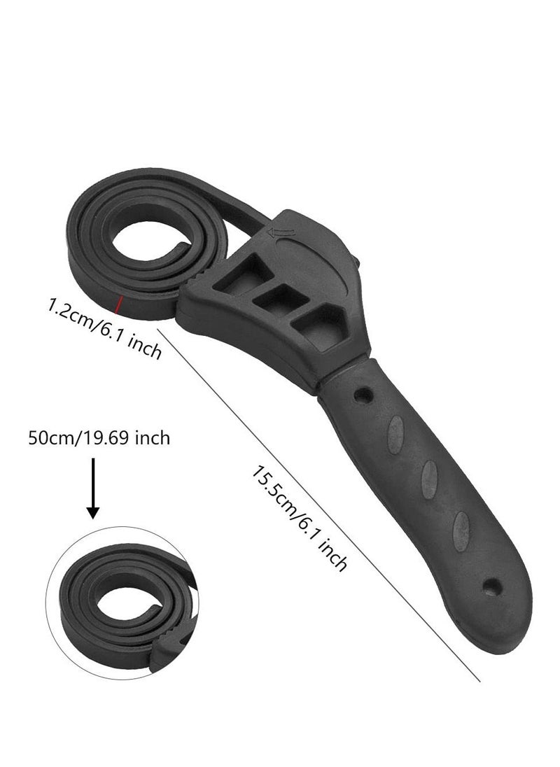 KASTWAVE - 50 cm Rubber Strap Wrench Adjustable Oil Filter Wrench Pipe Wrench Plumbing Wrench Grip Wrench Heavy Duty Strap Wrench Tool Universal Oil Filter Spanner for Mechanics Plumbers Home Use, Black (68) - Image 1