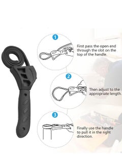 KASTWAVE 50 cm Rubber Strap Wrench Adjustable Oil Filter Wrench Pipe Wrench Plumbing Wrench Grip Wrench Heavy Duty Strap Wrench Tool Universal Oil Filter Spanner for Mechanics Plumbers Home Use, Black (68)  - Image 2