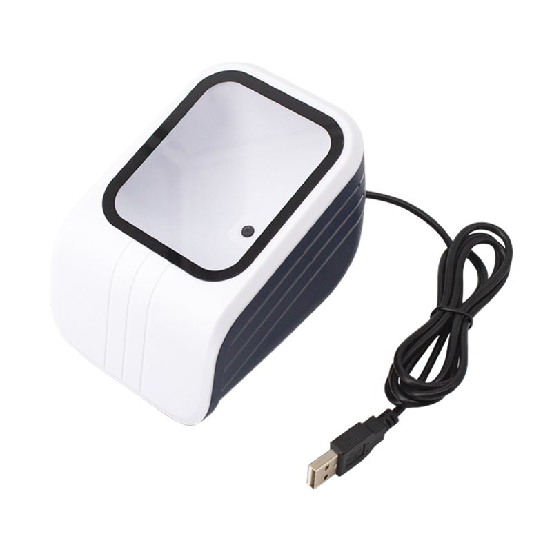 1D 2D QR Barcode Scanner Platform with Voice Announcement Prompt USB Wired Bar Code Reader Hands-free CMOS Image Sensor Desktop Scanner Large Scanning Window for Supermarket Library Retail Store - Image 1